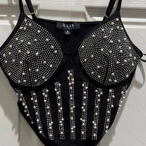 Black Studded Pearl Bodysuit